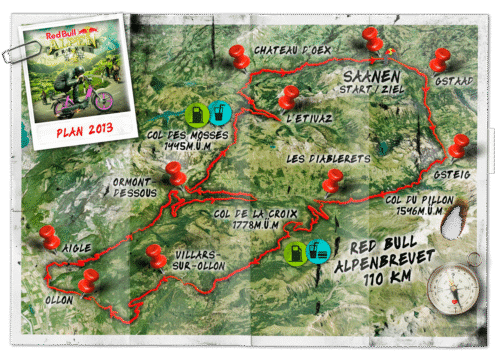 Strecke Red Bull Alpen Brevet.