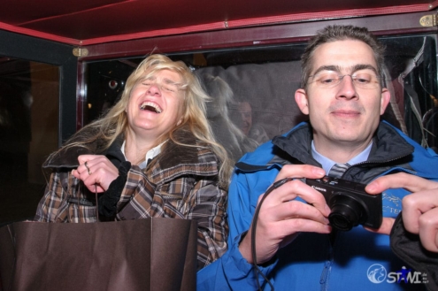 Fröhliche Mitfahrer.