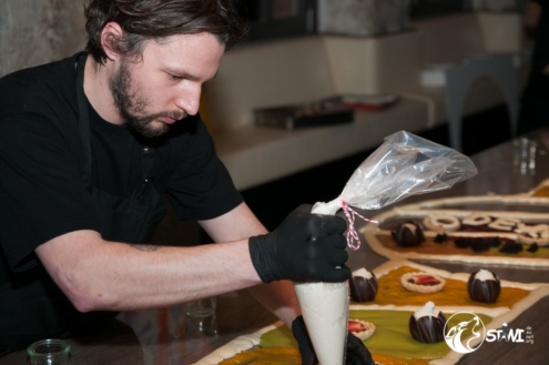 Das Dessert frisch zubereitet.